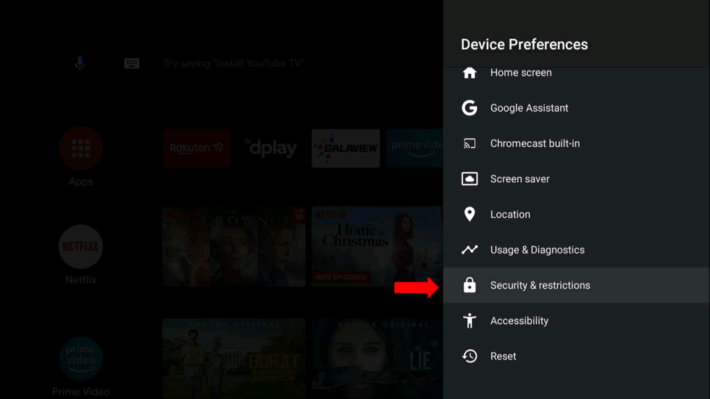 Select Security & Restrictions to stream Duplex IPTV