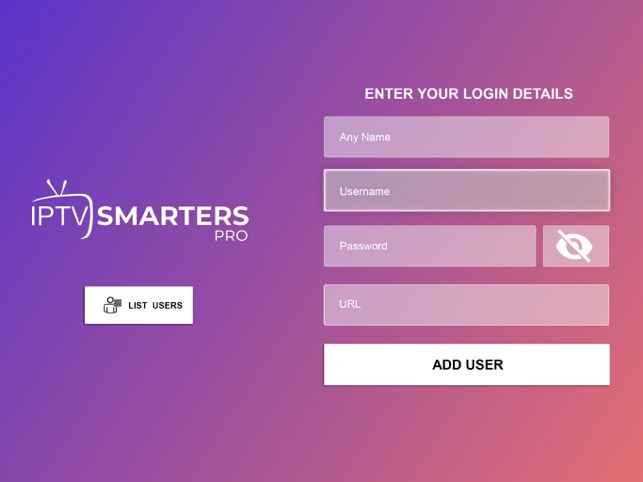 Select Add User to stream IPTV on Smart TV