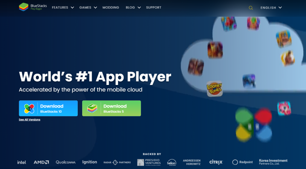 Visit the BlueStacks website using a web browser