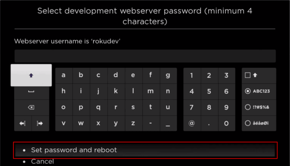 Set password and reboot to stream IPTV on Roku