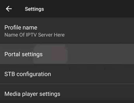 Select Portal Settings to stream Sportz TV IPTV