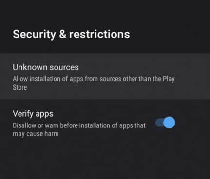 Enable Unknown Sources to install Monster IPTV APK