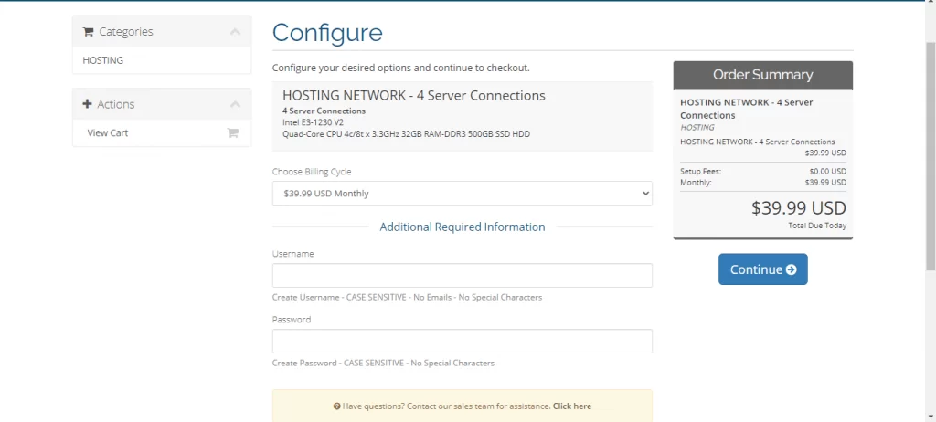 Select the Continue button in the Ology IPTV Configure page