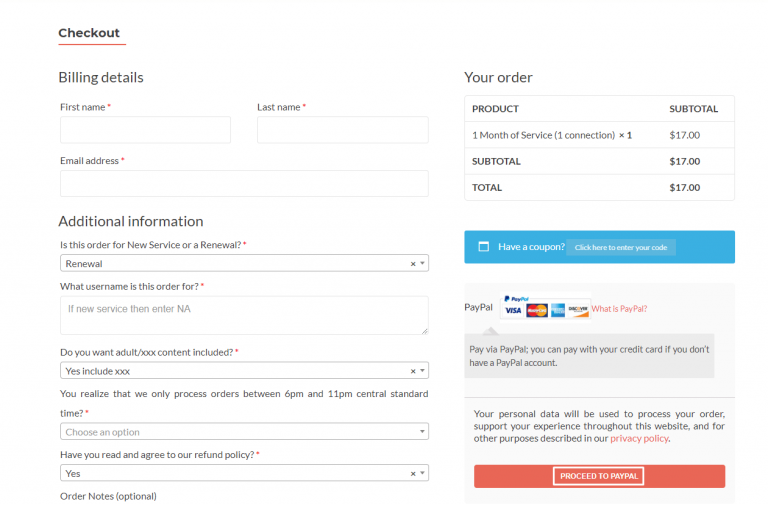 Complete the Outlaw IPTV payment process