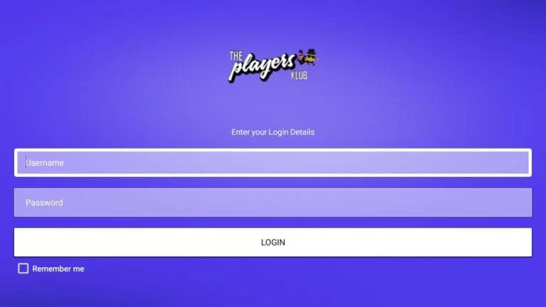 Enter your Players Klub IPTV account details to log in