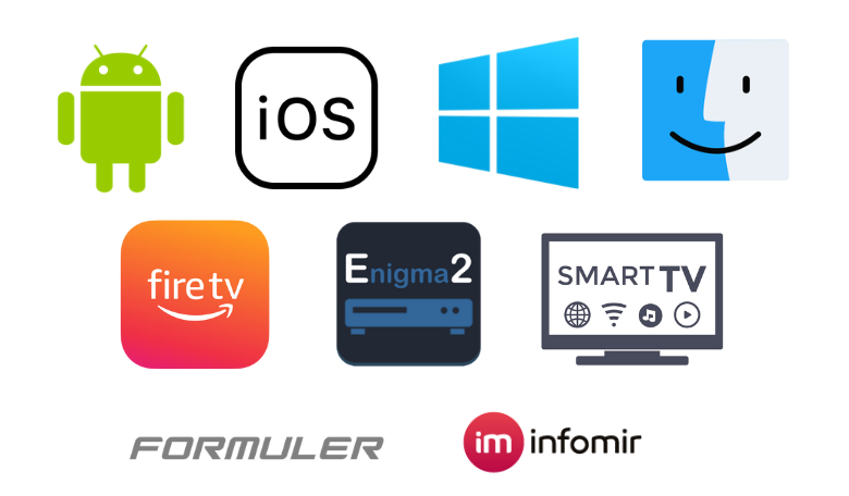 Listas IPTV- Compatible Devices: Android, iOS, Windows PC, Mac, Firestick, Enigma2, Smart TV, Formuler and MAG