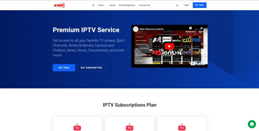 Elite TV IPTV website.