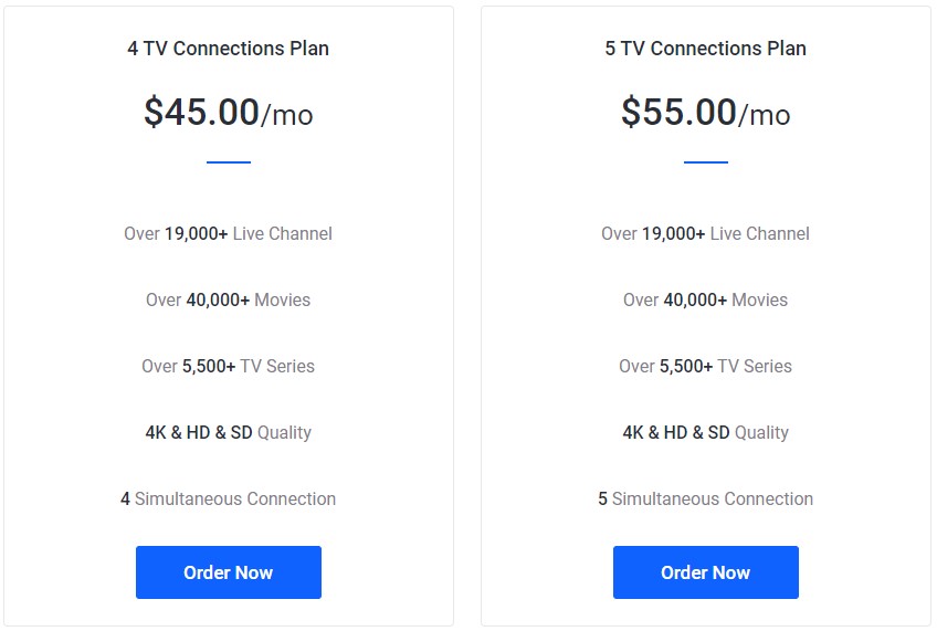 Subscription plans of Elite TV IPTV