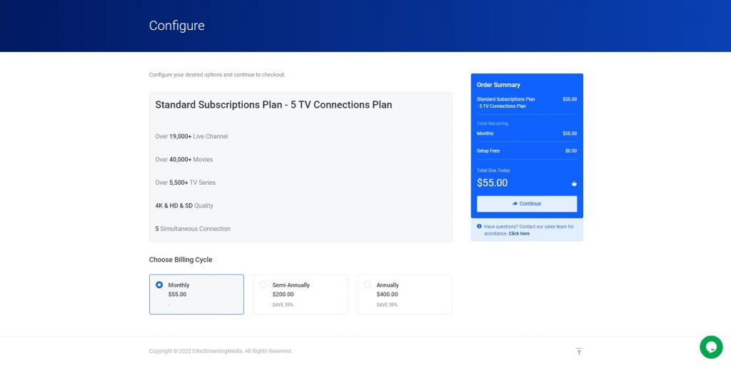 Configure page of Elite TV IPTV. 