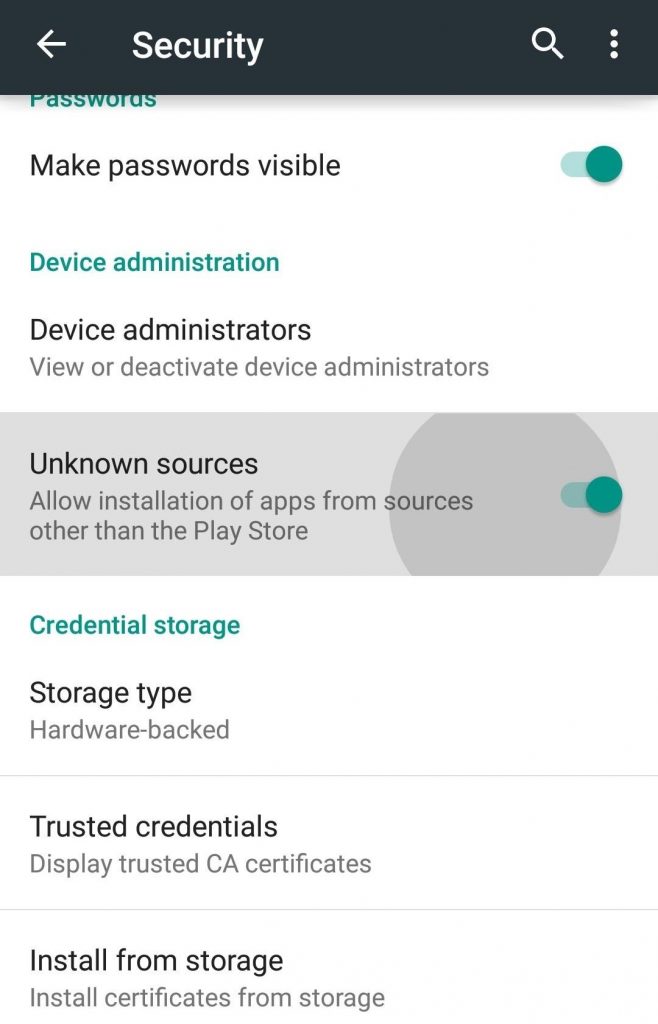 Unknown sources option in Android