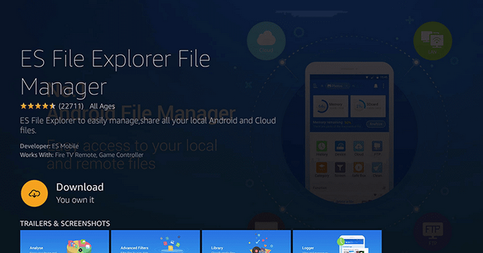 ES File Explorer in Firestick