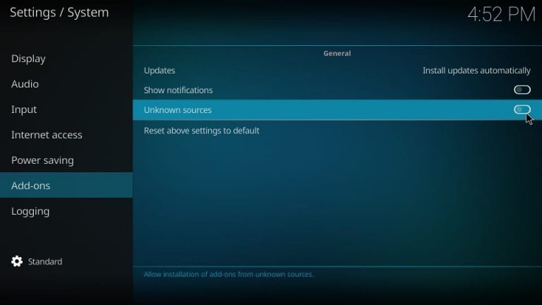 Unknown Source option on Kodi. 