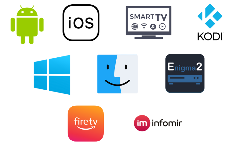 IPTVtune- Compatible Devices: ANdroid, iOS, Smart TV, Kodi, Windows, Mac, Enigma2, Firestick, MAG