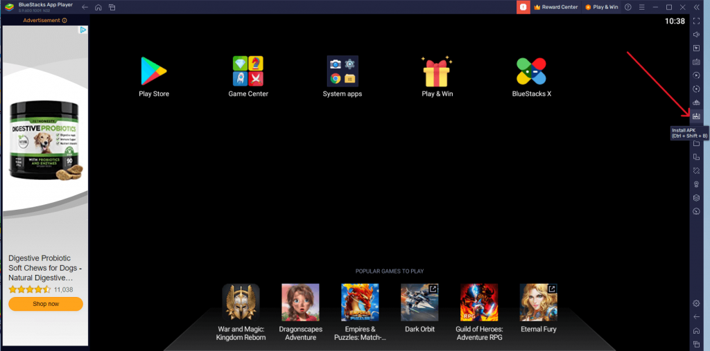 Install APK icon on BlueStacks app