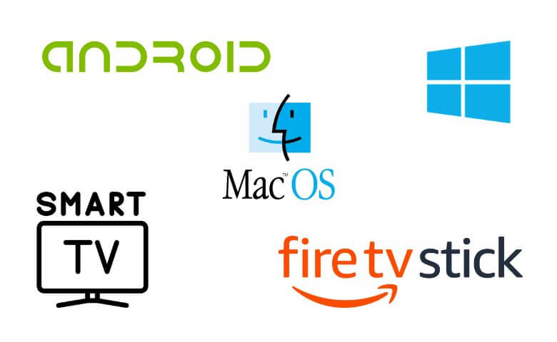 Android, Windows, Smart TV, Firestick, Mac OS.