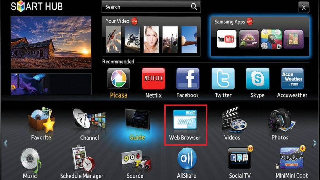 Web browser on Samsung TV