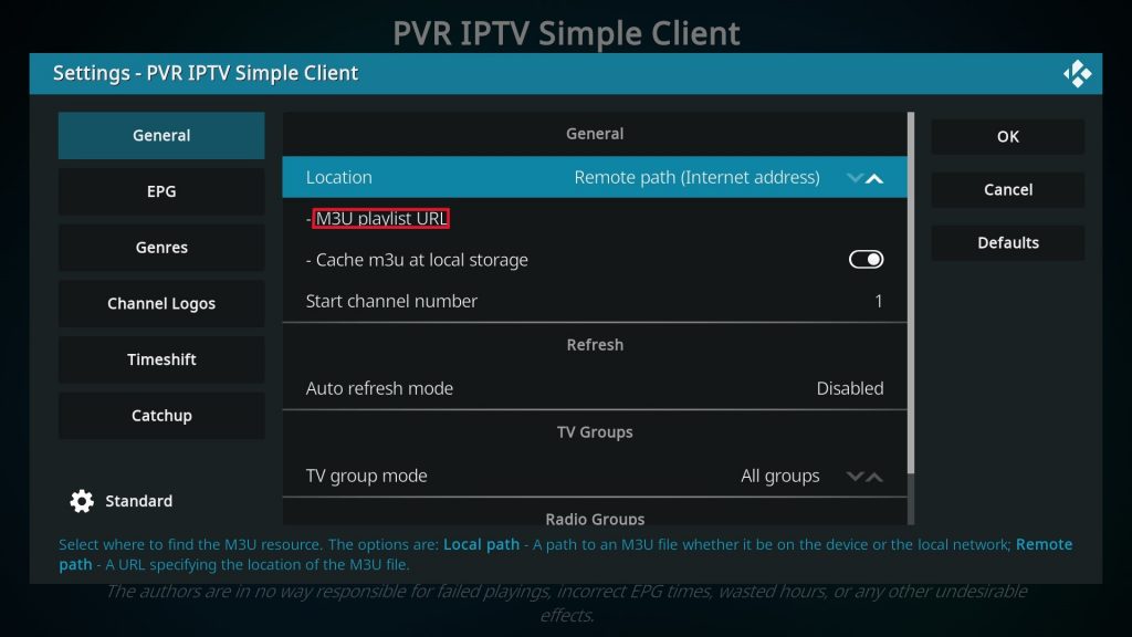 add-on settings dialog box on kodi