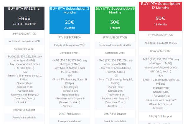 VIP IPTV subscription plans.