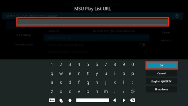 Enter M3U URL of Viking IPTV