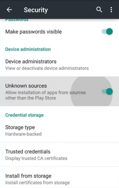 Enable Unknown sources to install Volt TV app