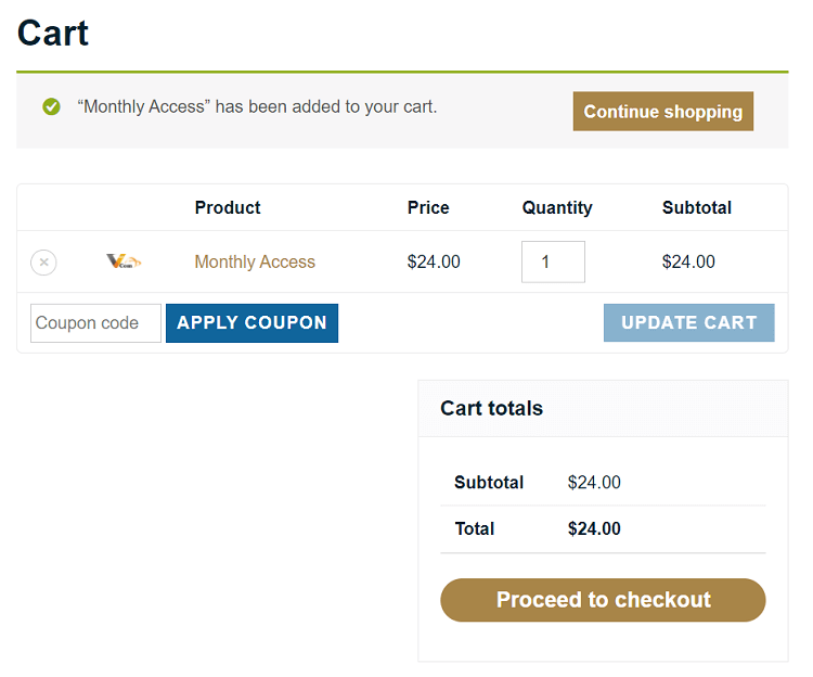 Vicom IPTV cart page