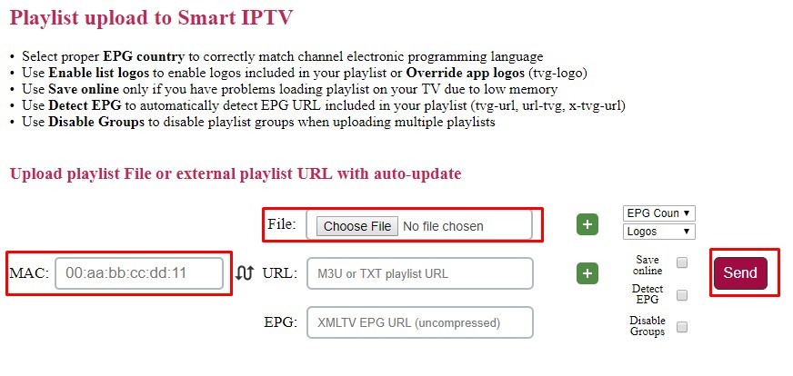 Click Send to access IPTV on Vizio TV