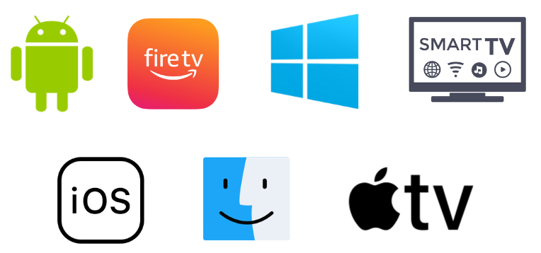 Compatible Streaming Devices of UniPlayer: Android, Firestick, Windows, Smart TV, iOS, Mac & Apple TV