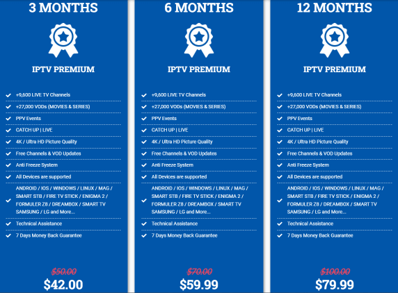 Glory IPTV plans