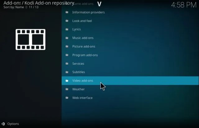 tap the Video addons option- IPTV Bonanza Addon