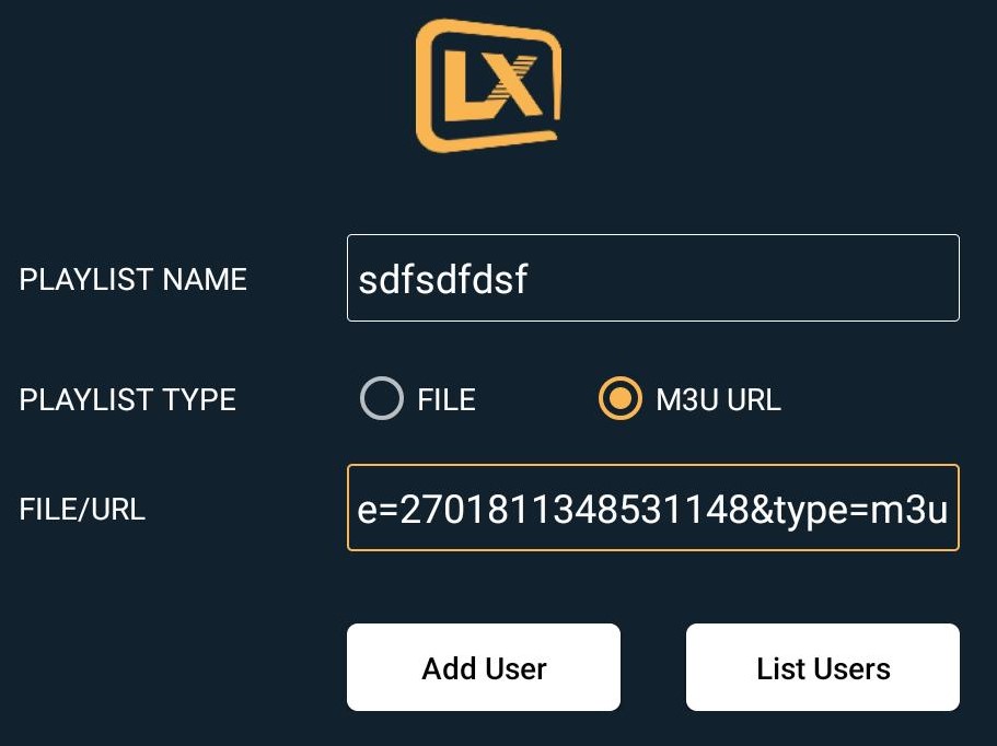 Enter LXtream IPTV URL