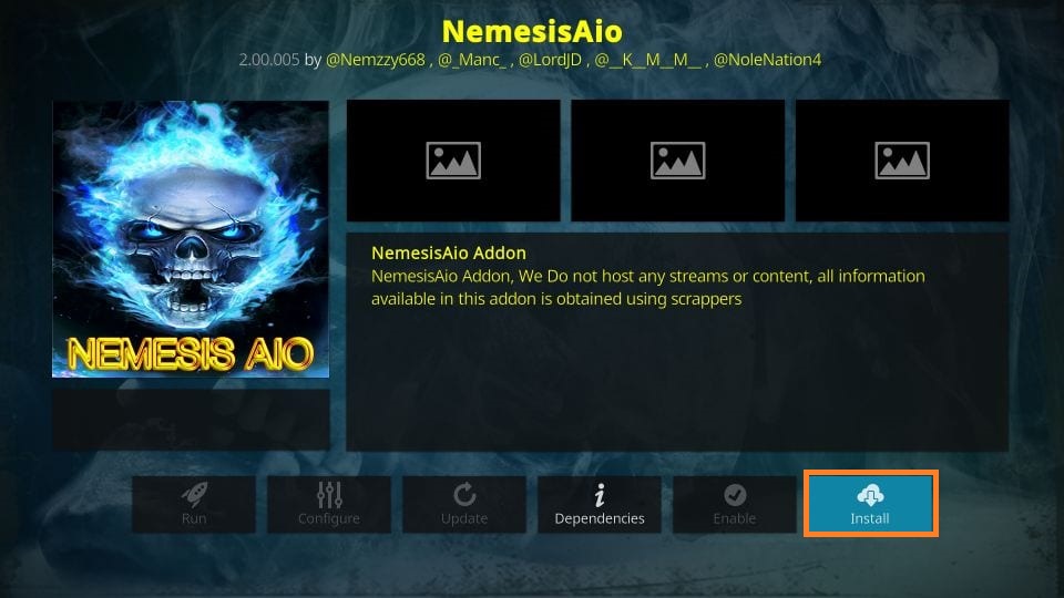  Hit the Install button - Nemesis Addon