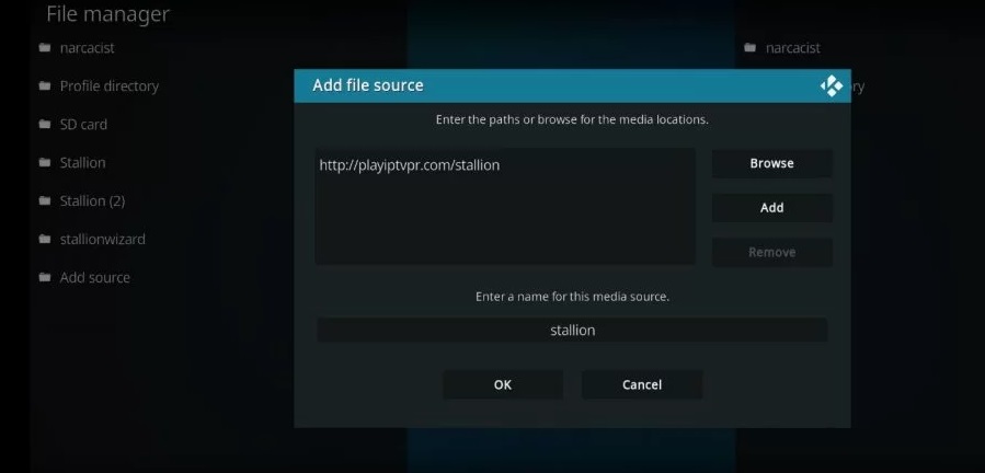 Type Stallion IPTV Add-on URL