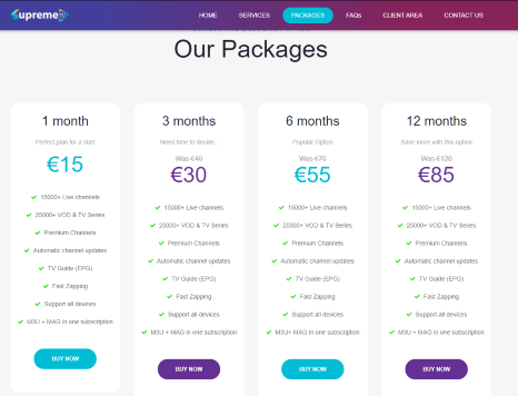 Supreme TV IPTV plans