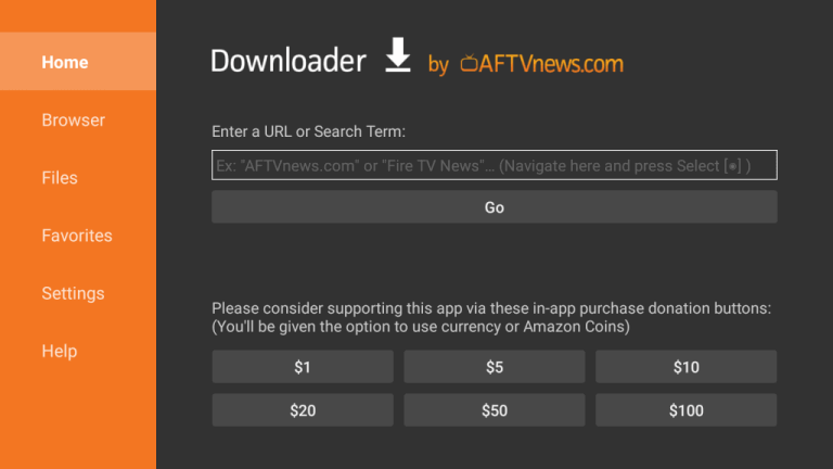 type the URL of the Vader Stream IPTV APK URL