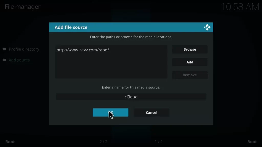 Enter your file name - cCloud TV Addon