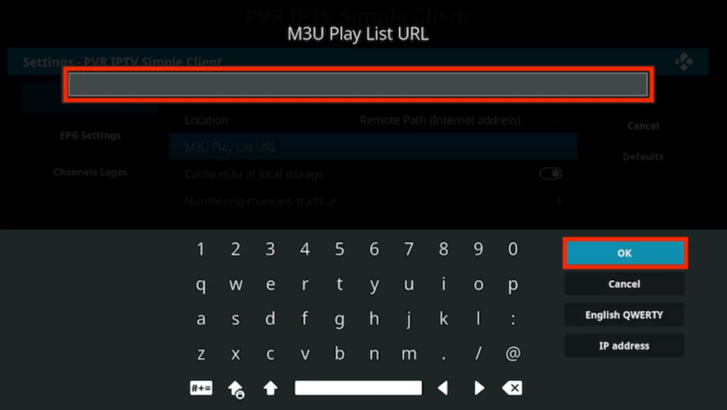 Enter M3U URL of 1st Class IPTV