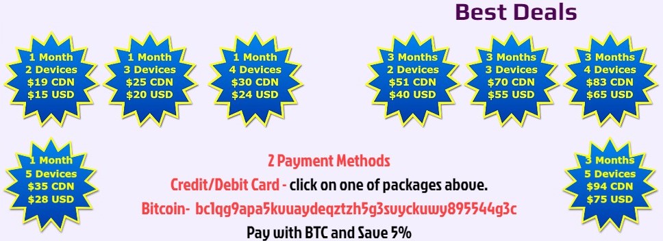 1st Class IPTV plans