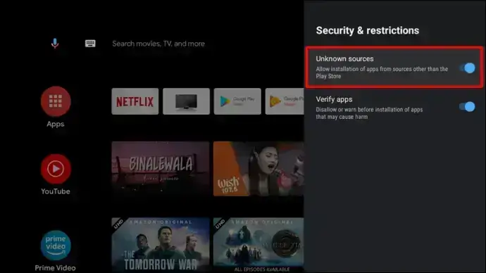 Enable the Unknown Sources option to Stream Epicstream IPTV on Smart TV