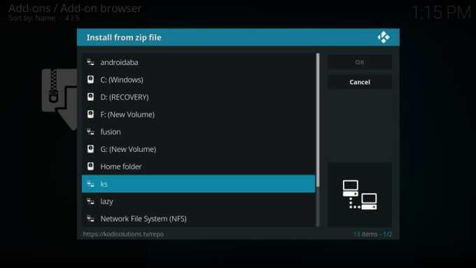 Choose ks directory