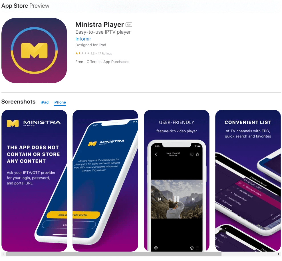 Get Ministra Player IPTV on iOS