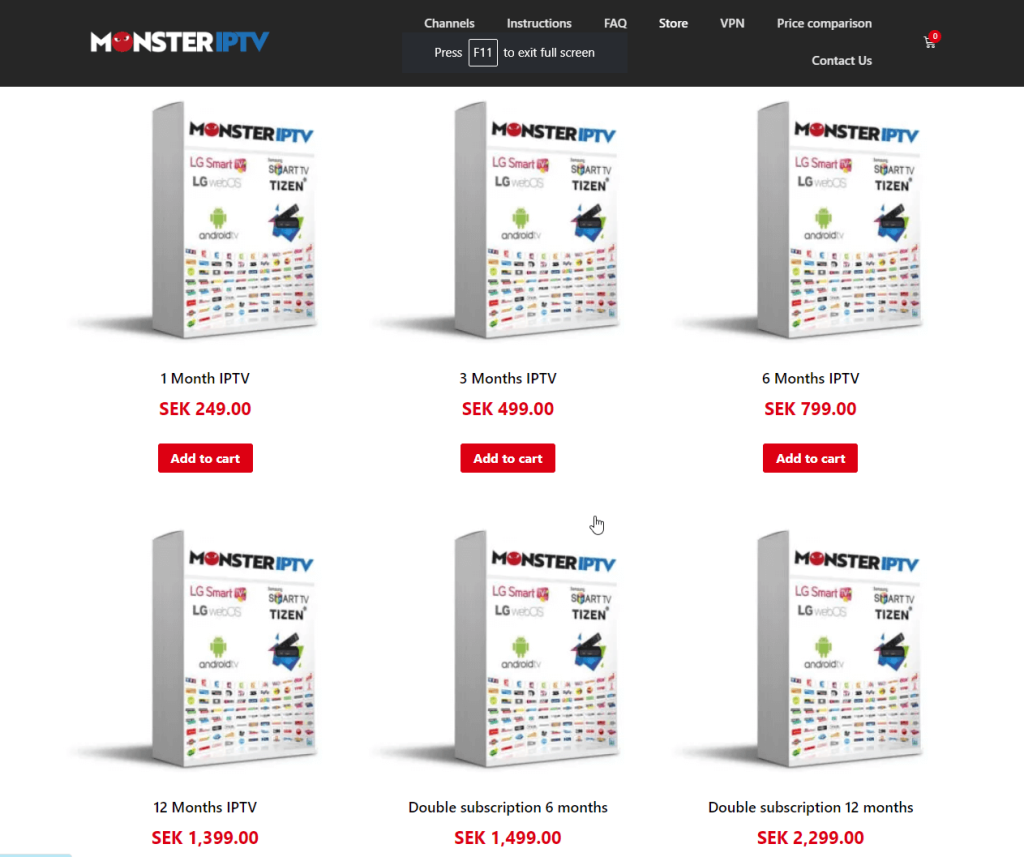 Monster IPTV - Choose Plan