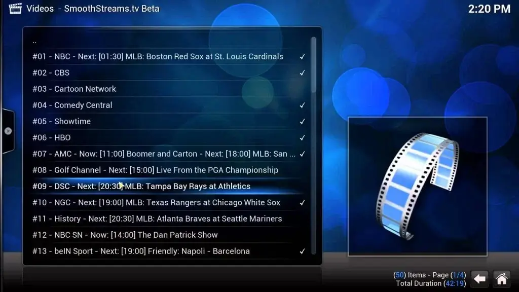 Watch SmoothStreams IPTV using Kodi