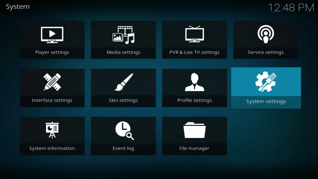 System Settings on Kodi