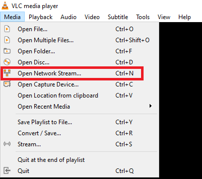 Click Open Network Streams