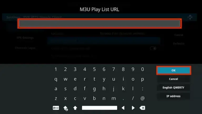 Enter the M3U URL of Tribe IPTV