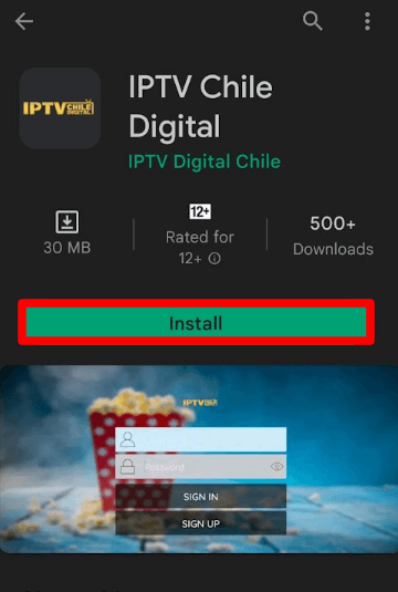 Click Install to add the IPTV player on your Android device