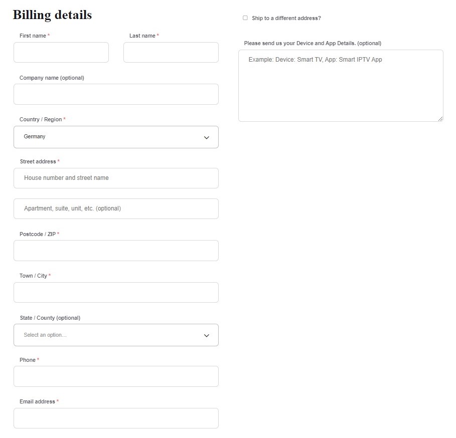 Enter billing details to subscribe Evolve IPTV