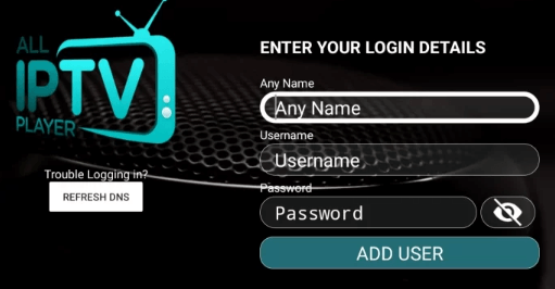 Enter the IPTV details and click on the Add User button