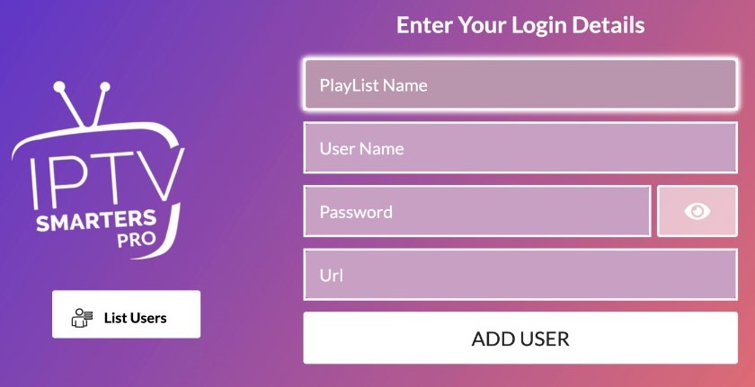 Enter credentials of Joyful IPTV