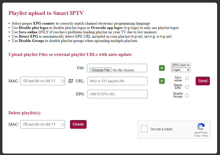 Click on the Send button to watch cccambox TV on Smart TV website